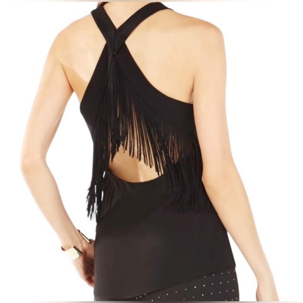 BCBG Elayne Fringe Blouse, Size S NWOT